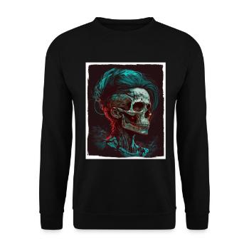 Evil Old Woman Horror Skeleton Demon Bikerin - Unisex Sweatshirt - black - Front - Alina (178cm) & Michal (187cm)