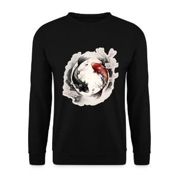 Japan Koi Fish Carp Japanese Cherry Blossom - Unisex Sweatshirt - black - Front - Alina (178cm) & Michal (187cm)