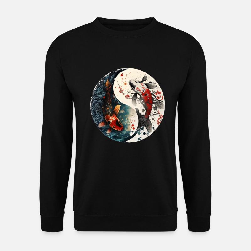 Japan Koi Fisch Karpfen Japanisch Kirschblüte - Unisex Pullover - Schwarz