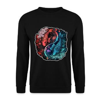 Japan Koi Fish Carp Japanese Cherry Blossom - Unisex Sweatshirt - black - Front - Alina (178cm) & Michal (187cm)