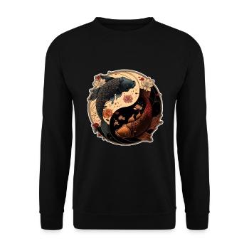 Japan Koi Fish Carp Japanese Cherry Blossom - Unisex Sweatshirt - black - Front - Alina (178cm) & Michal (187cm)