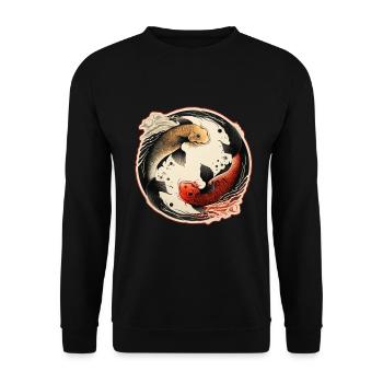 Japan Koi Fish Carp Japanese Cherry Blossom - Unisex Sweatshirt - black - Front - Alina (178cm) & Michal (187cm)