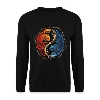 Japan Koi Fish Carp Japanese Cherry Blossom - Unisex Sweatshirt - black - Front - Alina (178cm) & Michal (187cm)
