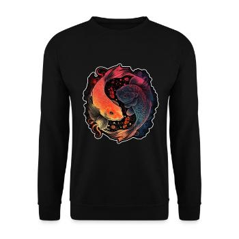 Japan Koi Fish Carp Japanese Cherry Blossom - Unisex Sweatshirt - black - Front - Alina (178cm) & Michal (187cm)
