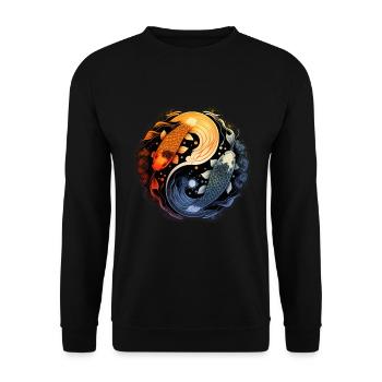 Japan Koi Fish Carp Japanese Cherry Blossom - Unisex Sweatshirt - black - Front - Alina (178cm) & Michal (187cm)