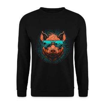 Chasse au sanglier Chasseur Sanglier Chasse Forêt - Sweat-shirt Unisexe - noir - Devant - Alina (178cm) & Michal (187cm)
