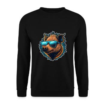 Chasse au sanglier Chasseur Sanglier Chasse Forêt - Sweat-shirt Unisexe - noir - Devant - Alina (178cm) & Michal (187cm)