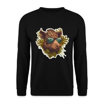 Chasse au sanglier Chasseur Sanglier Chasse Forêt - Sweat-shirt Unisexe - noir - Devant - Alina (178cm) & Michal (187cm)
