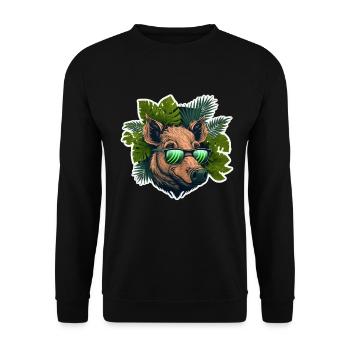 Chasse au sanglier Chasseur Sanglier Chasse Forêt - Sweat-shirt Unisexe - noir - Devant - Alina (178cm) & Michal (187cm)