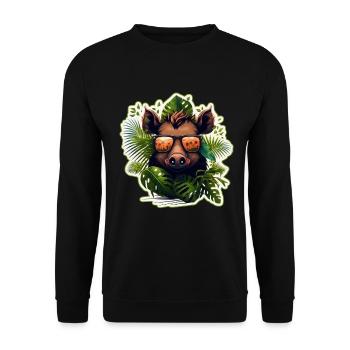 Chasse au sanglier Chasseur Sanglier Chasse Forêt - Sweat-shirt Unisexe - noir - Devant - Alina (178cm) & Michal (187cm)