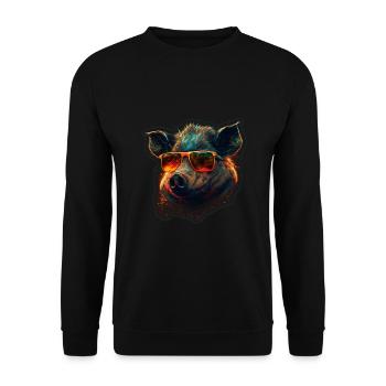 Chasse au sanglier Chasseur Sanglier Chasse Forêt - Sweat-shirt Unisexe - noir - Devant - Alina (178cm) & Michal (187cm)