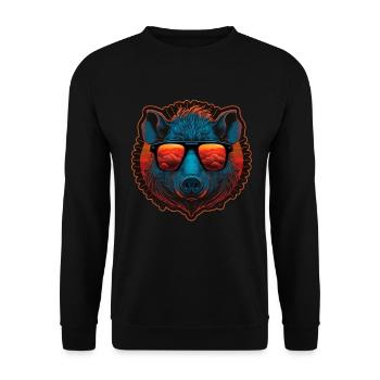 Chasse au sanglier Chasseur Sanglier Chasse Forêt - Sweat-shirt Unisexe - noir - Devant - Alina (178cm) & Michal (187cm)
