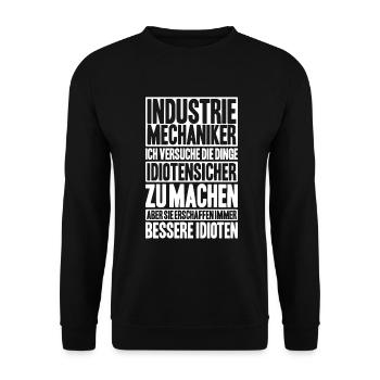 Industriemechaniker Industrial Mechanic - Unisex Pullover - Schwarz - Vorne - Alina (178cm) & Michal (187cm)