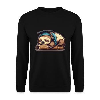 Degree Sleeping Sloth Uni Master Bachelor - Unisex Sweatshirt - black - Front - Alina (178cm) & Michal (187cm)