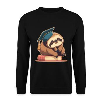 Degree Sleeping Sloth Uni Master Bachelor - Unisex Sweatshirt - black - Front - Alina (178cm) & Michal (187cm)