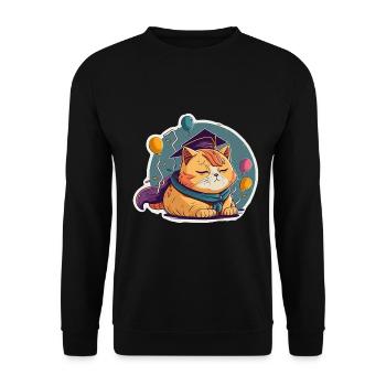 Abschluss Schlafen Katze Uni Master Bachelor - Unisex Pullover - Schwarz - Vorne - Alina (178cm) & Michal (187cm)