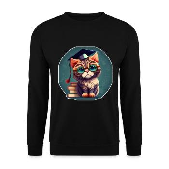 Abschluss Schlafen Katze Uni Master Bachelor - Unisex Pullover - Schwarz - Vorne - Alina (178cm) & Michal (187cm)