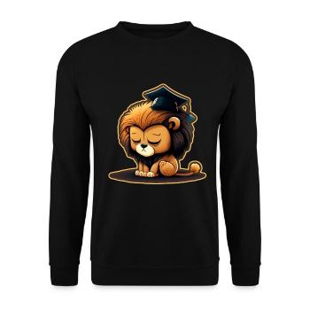 Graduation Sleeping Leo Uni Master Bachelor School - Unisex Sweatshirt - black - Front - Alina (178cm) & Michal (187cm)