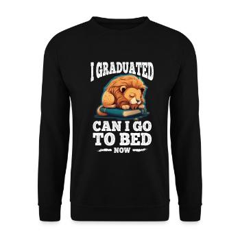 Graduation Sleeping Leo Uni Master Bachelor School - Unisex Sweatshirt - black - Front - Alina (178cm) & Michal (187cm)