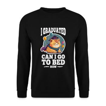 Abschluss Schlafen Katze Uni Master Bachelor - Unisex Pullover - Schwarz - Vorne - Alina (178cm) & Michal (187cm)