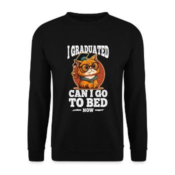 Abschluss Schlafen Katze Uni Master Bachelor - Unisex Pullover - Schwarz - Vorne - Alina (178cm) & Michal (187cm)