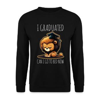 Graduation Sleeping Leo Uni Master Bachelor School - Unisex Sweatshirt - black - Front - Alina (178cm) & Michal (187cm)