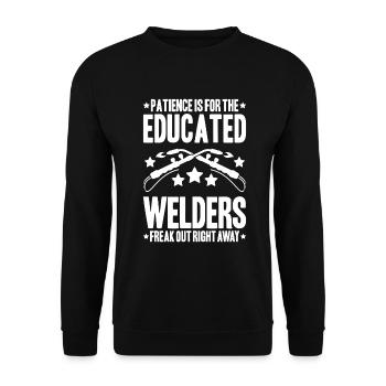 Schweißer Schweißen Schweißerei Welder Welding - Unisex Pullover - Schwarz - Vorne - Alina (178cm) & Michal (187cm)