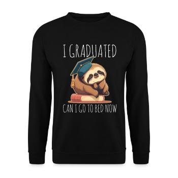 Degree Sleeping Sloth Uni Master Bachelor - Unisex Sweatshirt - black - Front - Alina (178cm) & Michal (187cm)