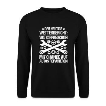 KFZ-Mechatroniker Car Mechanic Auto Mechanic - Unisex Pullover - Schwarz - Vorne - Alina (178cm) & Michal (187cm)