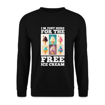 Eis Eiscreme Soft Eis Ich bin wegen dem Eis hier - Unisex Pullover - Schwarz - Vorne - Alina (178cm) & Michal (187cm)