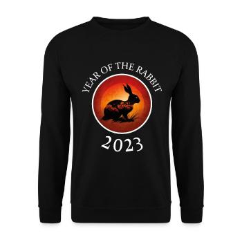 Lapin Chine Lapin Fleurs du Nouvel An chinois - Sweat-shirt Unisexe - noir - Devant - Alina (178cm) & Michal (187cm)