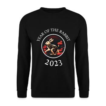 Lapin Chine Lapin Fleurs du Nouvel An chinois - Sweat-shirt Unisexe - noir - Devant - Alina (178cm) & Michal (187cm)