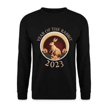 Lapin Chine Lapin Fleurs du Nouvel An chinois - Sweat-shirt Unisexe - noir - Devant - Alina (178cm) & Michal (187cm)