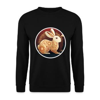 Lapin Chine Lapin Fleurs du Nouvel An chinois - Sweat-shirt Unisexe - noir - Devant - Alina (178cm) & Michal (187cm)
