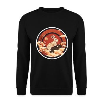 Lapin Chine Lapin Fleurs du Nouvel An chinois - Sweat-shirt Unisexe - noir - Devant - Alina (178cm) & Michal (187cm)