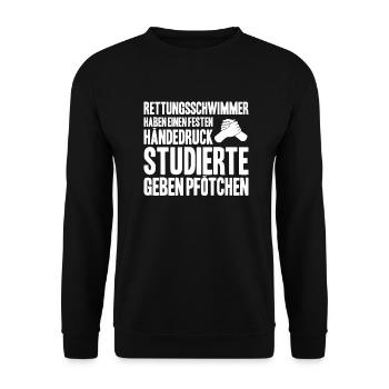 Rettungsschwimmer Wasserrettung Lifesaver - Unisex Pullover - Schwarz - Vorne - Alina (178cm) & Michal (187cm)