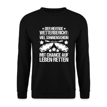Rettungsschwimmer Wasserrettung Lifesaver - Unisex Pullover - Schwarz - Vorne - Alina (178cm) & Michal (187cm)