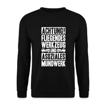 Abschlepper Abschleppdienst Tow Truck Driver - Unisex Pullover - Schwarz - Vorne - Alina (178cm) & Michal (187cm)