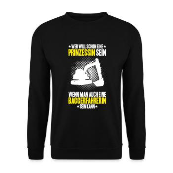 Baggerfahrer Baggerführer Heavy Equipment Operator - Unisex Pullover - Schwarz - Vorne - Alina (178cm) & Michal (187cm)