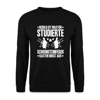 Schornsteinfeger Kaminkehrer Chimney Sweep - Unisex Pullover - Schwarz - Vorne - Alina (178cm) & Michal (187cm)