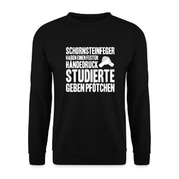 Schornsteinfeger Kaminkehrer Chimney Sweep - Unisex Pullover - Schwarz - Vorne - Alina (178cm) & Michal (187cm)