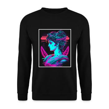 Vaporwave Greek mythology God Neon Olympus - Unisex Sweatshirt - black - Front - Alina (178cm) & Michal (187cm)