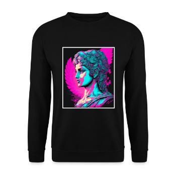 Vaporwave Greek mythology God Neon Olympus - Unisex Sweatshirt - black - Front - Alina (178cm) & Michal (187cm)