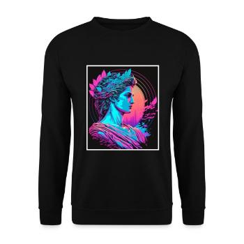 Vaporwave Greek mythology God Neon Olympus - Unisex Sweatshirt - black - Front - Alina (178cm) & Michal (187cm)