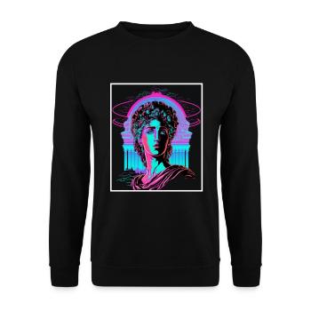 Vaporwave Greek mythology God Neon Olympus - Unisex Sweatshirt - black - Front - Alina (178cm) & Michal (187cm)