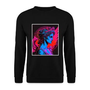 Vaporwave Greek mythology God Neon Olympus - Unisex Sweatshirt - black - Front - Alina (178cm) & Michal (187cm)