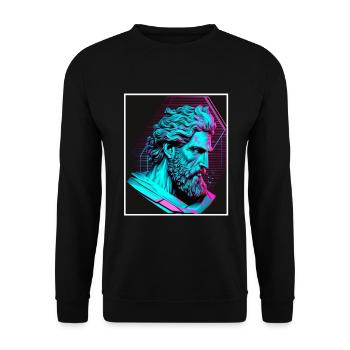 Vaporwave Greek mythology God Neon Olympus - Unisex Sweatshirt - black - Front - Alina (178cm) & Michal (187cm)
