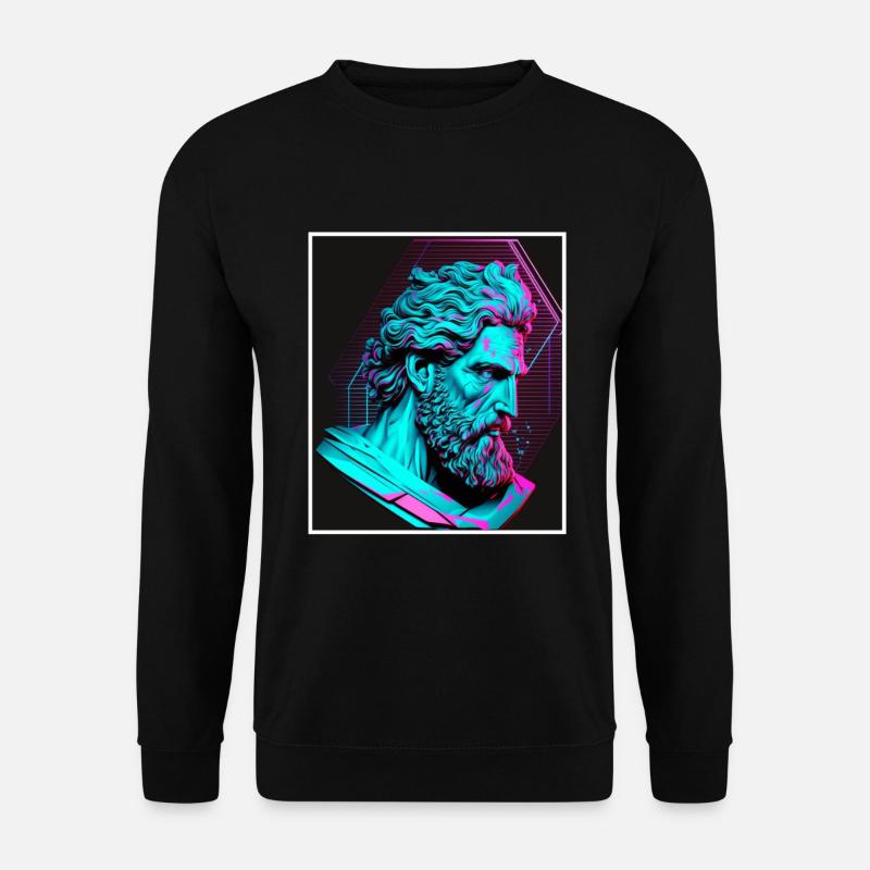 Vaporwave Griechische Mythologie Gott Neon Olymp - Unisex Pullover - Schwarz