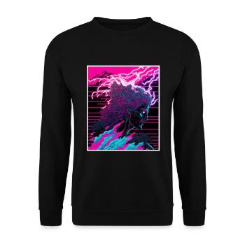 Vaporwave Greek mythology God Neon Olympus - Unisex Sweatshirt - black - Front - Alina (178cm) & Michal (187cm)