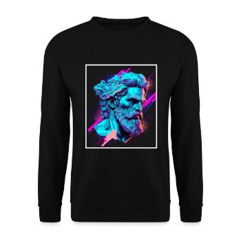 Vaporwave Greek mythology God Neon Olympus - Unisex Sweatshirt - black - Front - Alina (178cm) & Michal (187cm)